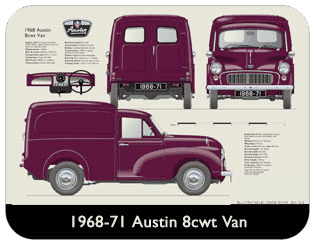 Austin 8cwt Van 1968-71 Place Mat, Medium